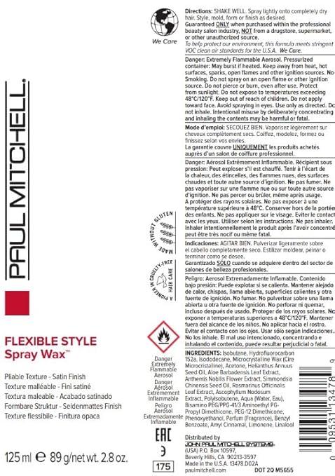 Paul Mitchell Spray Wax, Pliable Texture, Satin Finish, For All Hair Types, Especially Fine to Medium, 7.5 oz