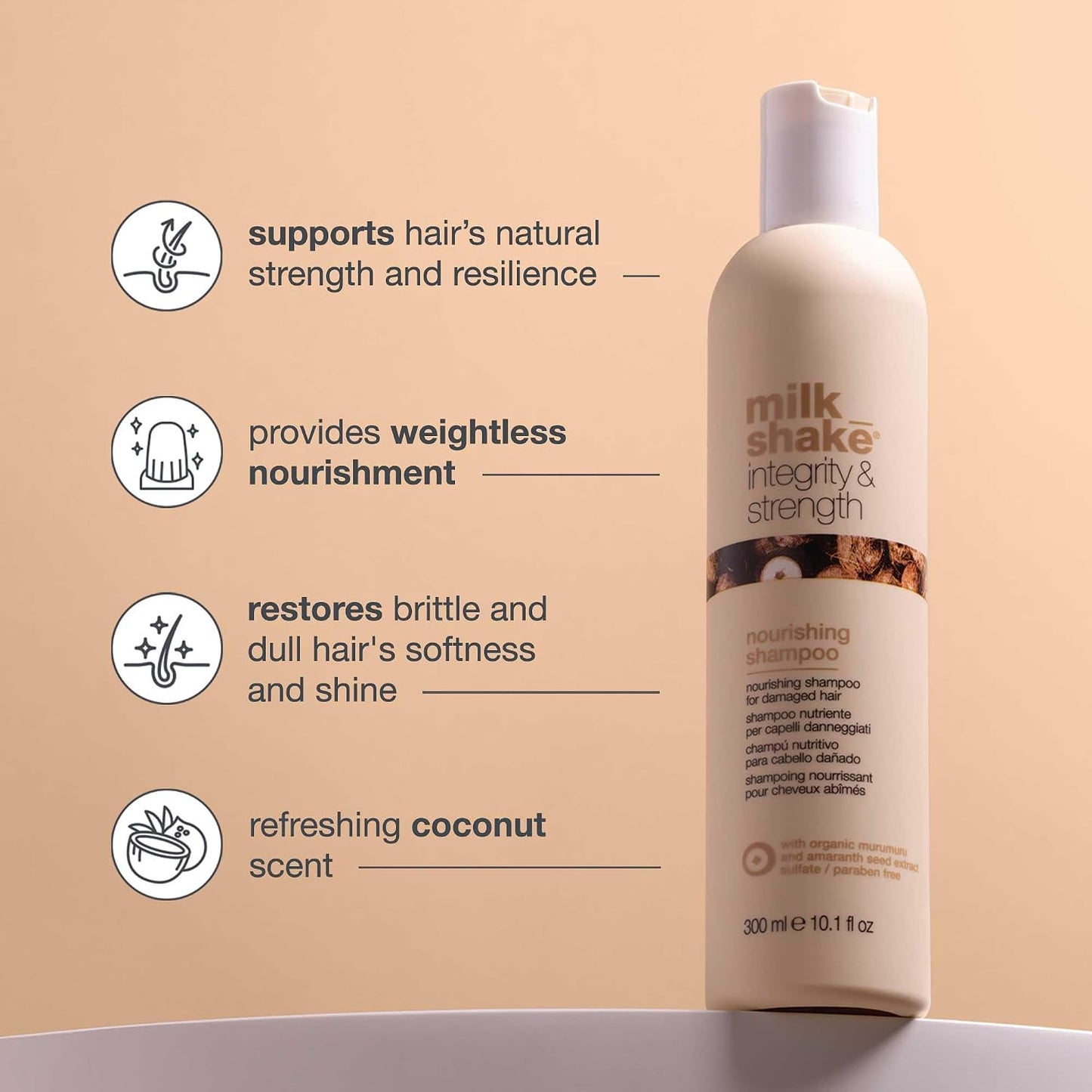 milk_shake Integrity & Strength Nourishing Shampoo | Creamy Formula with Organic Murumuru Butter & Amaranth Seed Extract for Brittle, Damaged Hair