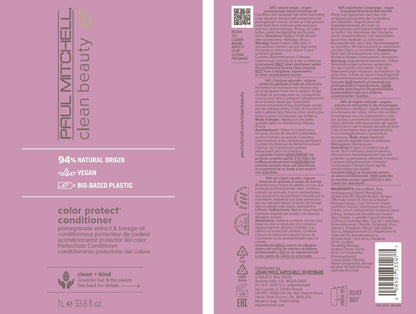 Paul Mitchell Clean Beauty Color Protect Conditioner, Replenishes, Extends Color Vibrancy, For Color-Treated Hair