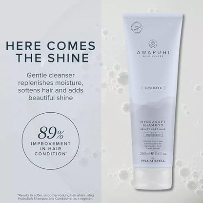 Awapuhi Wild Ginger by Paul Mitchell HydraSoft Shampoo, For Velvety Soft Hair, Ideal For All Hair Types, Especially Dry + Frizzy Hair
