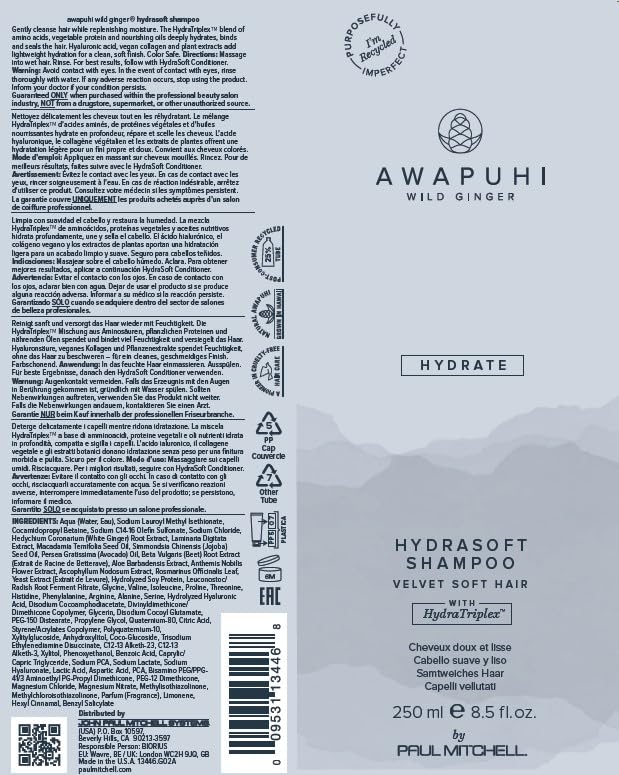 Awapuhi Wild Ginger by Paul Mitchell HydraSoft Shampoo, For Velvety Soft Hair, Ideal For All Hair Types, Especially Dry + Frizzy Hair