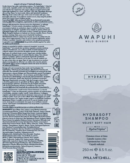 Awapuhi Wild Ginger by Paul Mitchell HydraSoft Shampoo, For Velvety Soft Hair, Ideal For All Hair Types, Especially Dry + Frizzy Hair