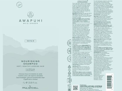 Awapuhi Wild Ginger by Paul Mitchell Nourishing Shampoo, Ultra Rich, Color-Safe Formula, For Dry, Damaged + Color-Treated Hair