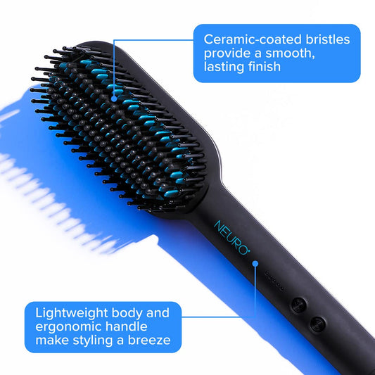 Neuro by Paul Mitchell Sleek Smoothing Hot Brush, Multiple Heat Settings for One-Step Detangling + Straightening