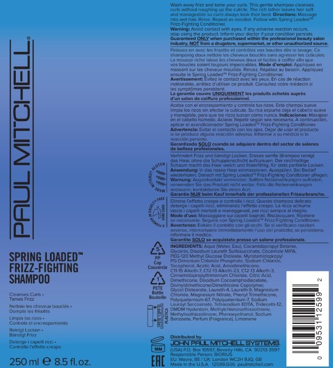 Paul Mitchell Spring Loaded Frizz-Fighting Shampoo, For Curly Hair