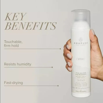 Awapuhi Wild Ginger by Paul Mitchell Anti-Frizz Hairspray, Humidity Shield, Medium Hold, For All Hair Types, 9.1 oz.