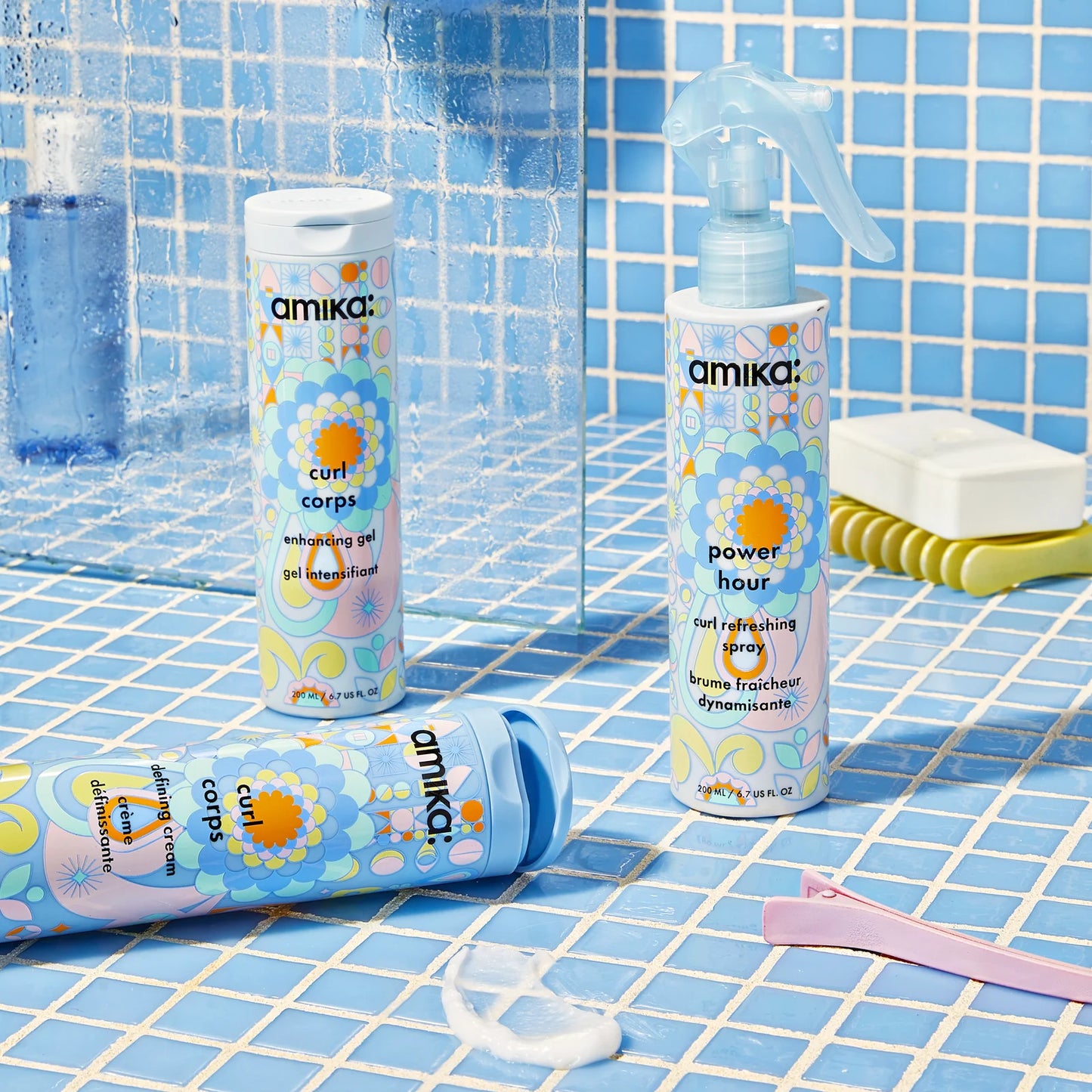 Amika Curl Corps Enhancing Gel shower line up 