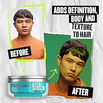 TIGI Bed Head Manipulator Paste Texturizing Putty with Firm Hold before and after