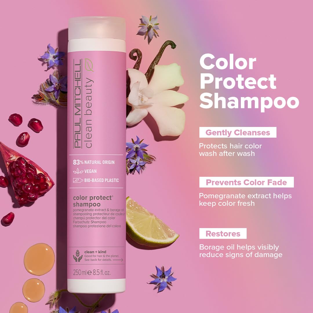 Paul Mitchell Clean Beauty Color Protect Shampoo, Gently Cleanses, Protects Hair Color, For Color-Treated Hair