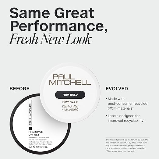 Paul Mitchell Dry Wax, Long-Lasting Hold, Matte Finish, For All Hair Types, 1.8 oz