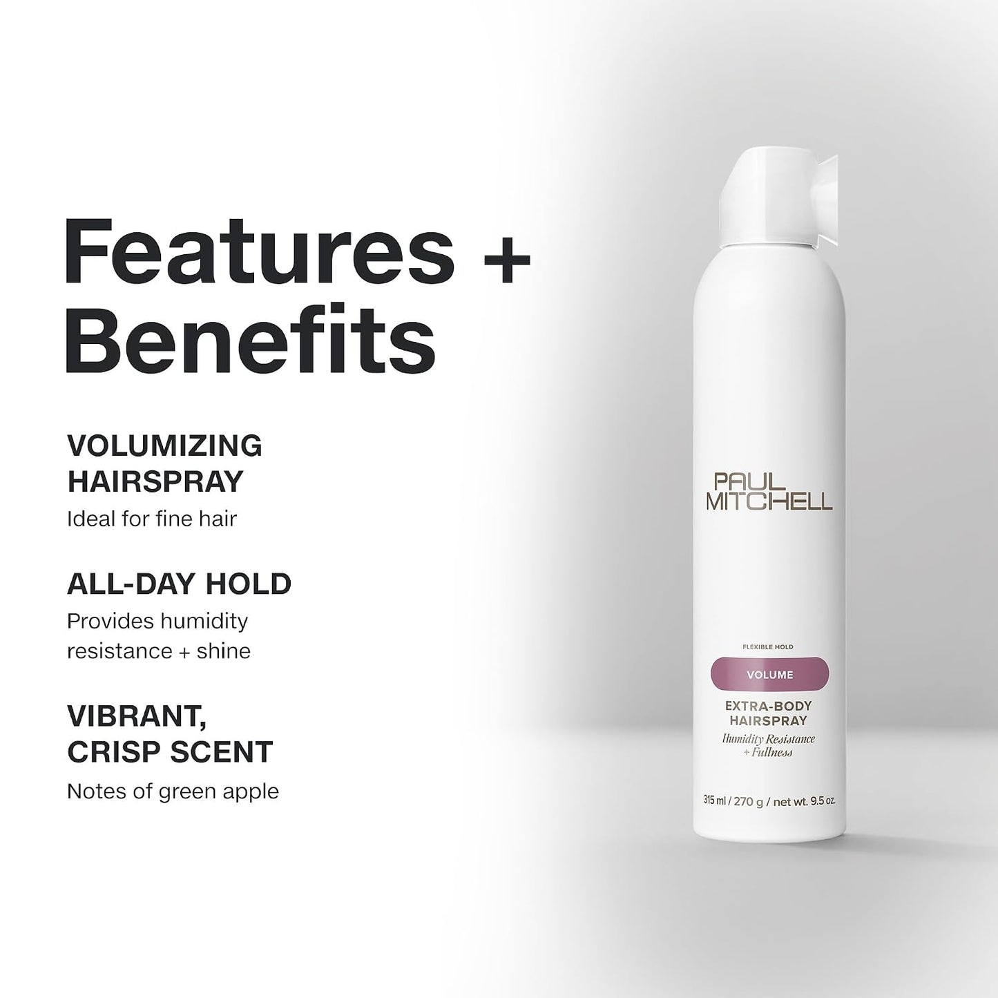 Paul Mitchell Extra-Body Hairspray, Flexible Hold, Maximum Volume + Humidity Resistance, For Fine Hair