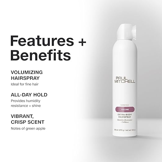 Paul Mitchell Extra-Body Hairspray, Flexible Hold, Maximum Volume + Humidity Resistance, For Fine Hair