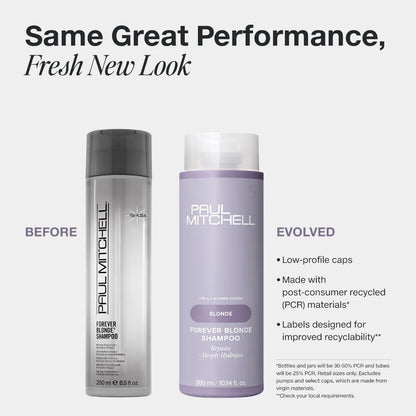 Paul Mitchell Forever Blonde Shampoo, Repairs + Deeply Hydrates, Ideal For Bleached + Lightened Hair