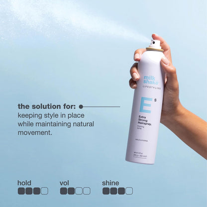 milk_shake Extra Strong Hairspray | Long-lasting finishing spray for styled hair | Medium-strong hold & structured style with medium shine | with panthenol & heat-protective ingredients