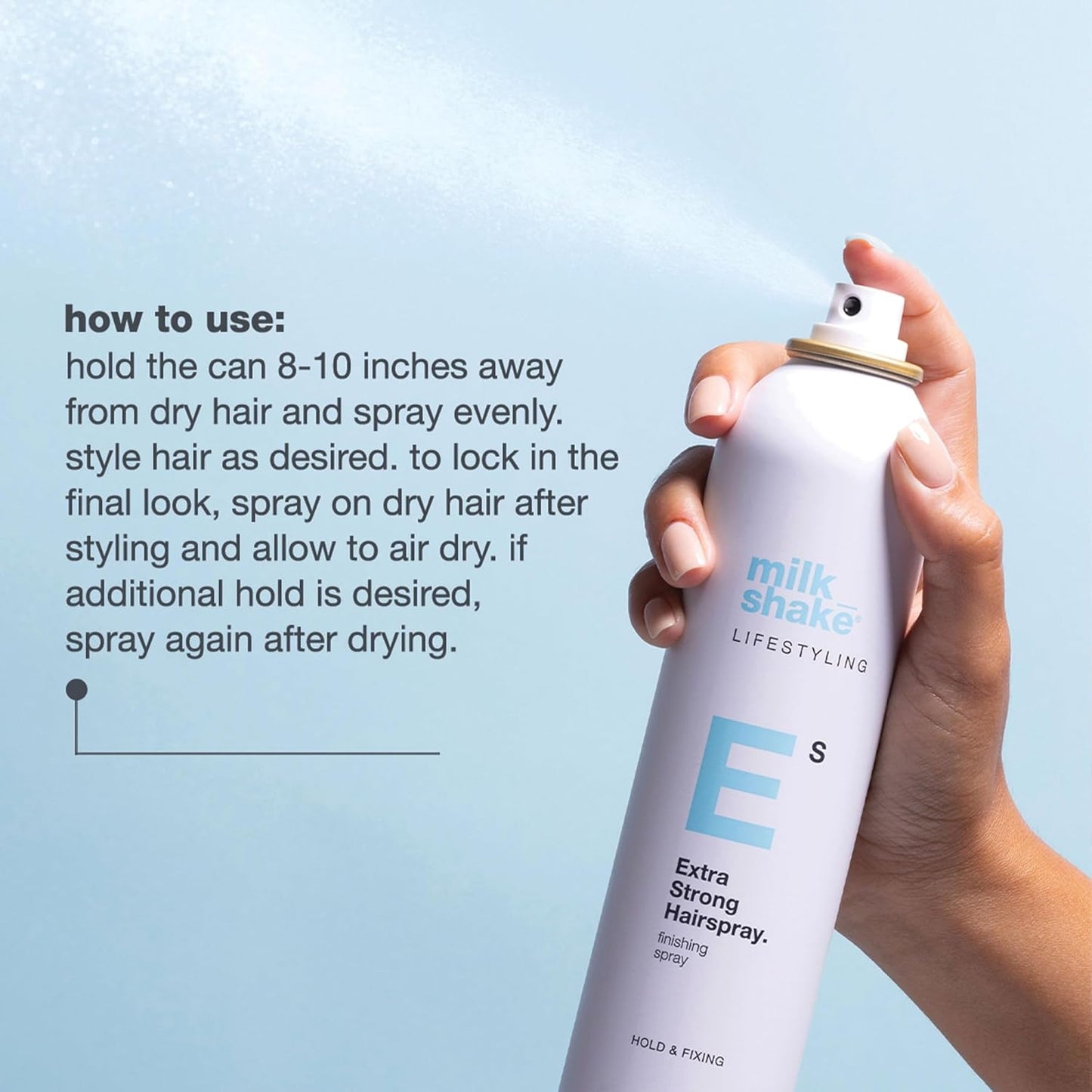 milk_shake Extra Strong Hairspray | Long-lasting finishing spray for styled hair | Medium-strong hold & structured style with medium shine | with panthenol & heat-protective ingredients