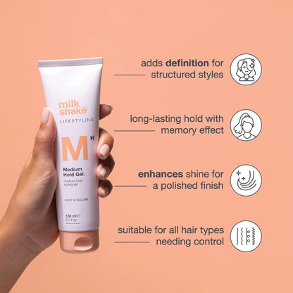 milk_shake Medium Hold Gel | Styling gel for all hair types | Defines styles with memory effect & adds shine | with milk proteins, quinoa proteins & sunflower extract
