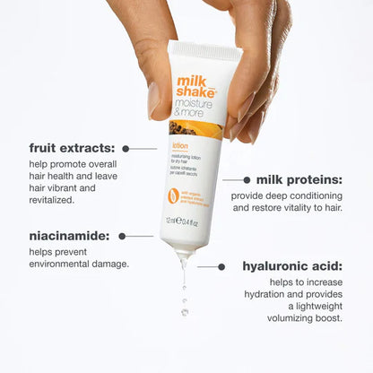 milk_shake Moisture & More Hydrating Lotion Vials - Intense Weekly Hydration Treatment for Dry, Dehydrated Hair | Restores Shine and Moisture | Tropical Scent