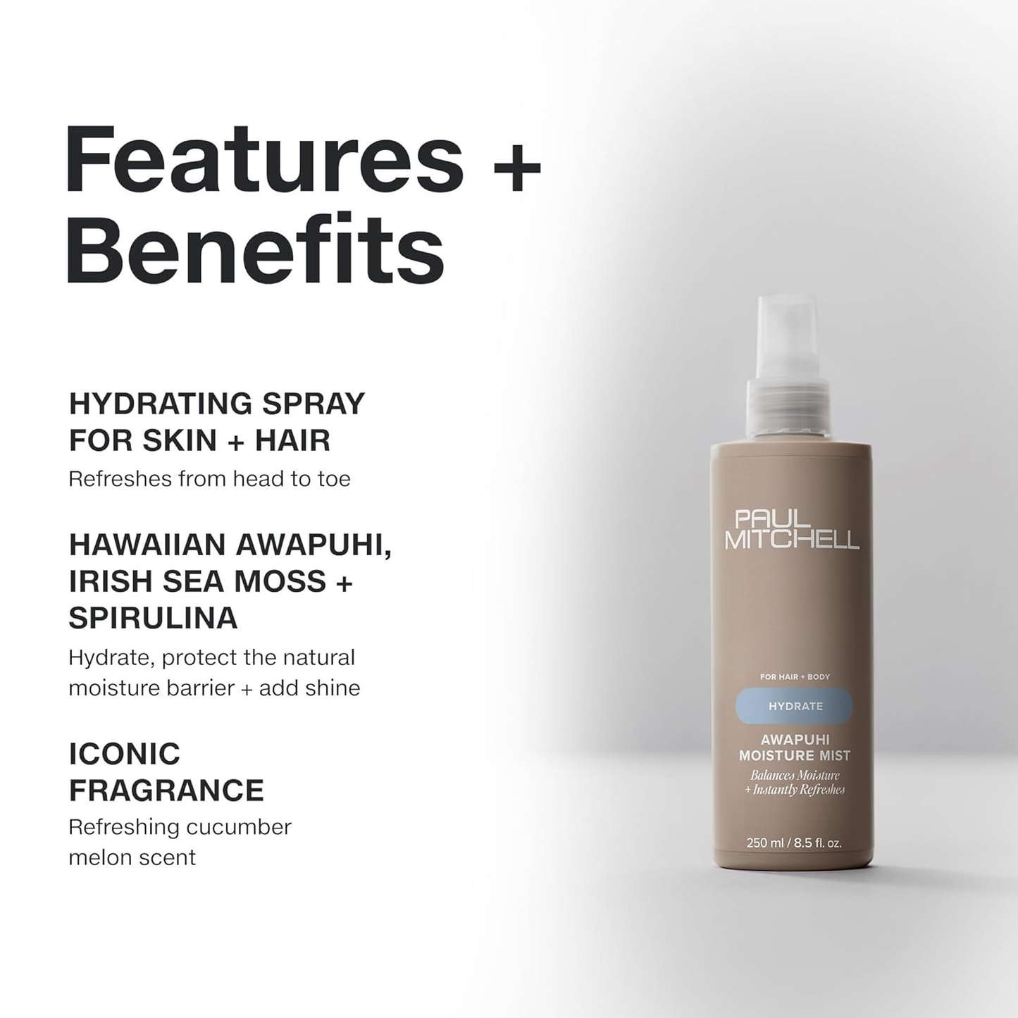Paul Mitchell Awapuhi Moisture Mist, Hydrating Spray For Hair + Skin, Instantly Refreshes, 8.5 fl oz