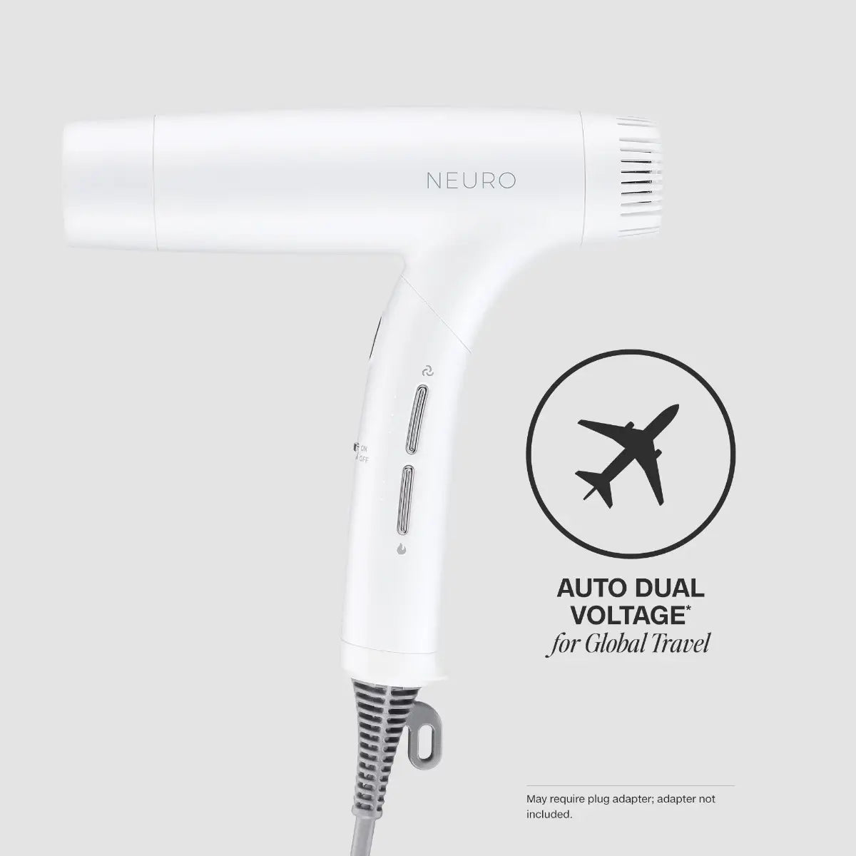 Neuro by Paul Mitchell Dry+ Global Edition Auto Dual Voltage Hair Dryer with Storage Bag for Worldwide Travel