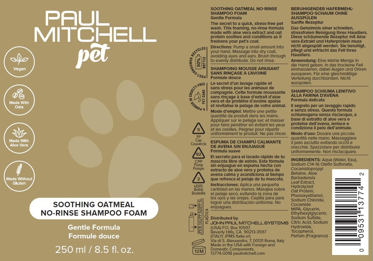 Paul Mitchell Soothing Oatmeal No-Rinse Shampoo Foam (Pet)