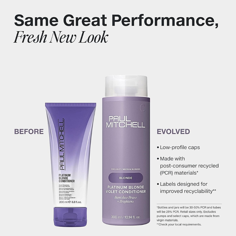 Paul Mitchell Platinum Blonde Violet Conditioner, Banishes Brass + Brightens, Ideal for Light to Medium Blonde, Silver, Gray or White Hair