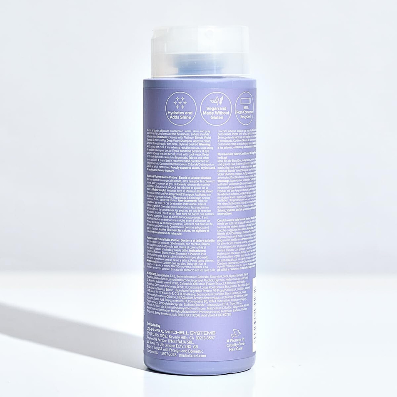 Paul Mitchell Platinum Blonde Violet Conditioner, Banishes Brass + Brightens, Ideal for Light to Medium Blonde, Silver, Gray or White Hair