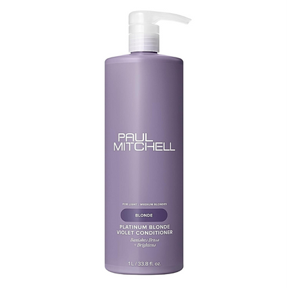 Paul Mitchell Platinum Blonde Violet Conditioner, Banishes Brass + Brightens, Ideal for Light to Medium Blonde, Silver, Gray or White Hair