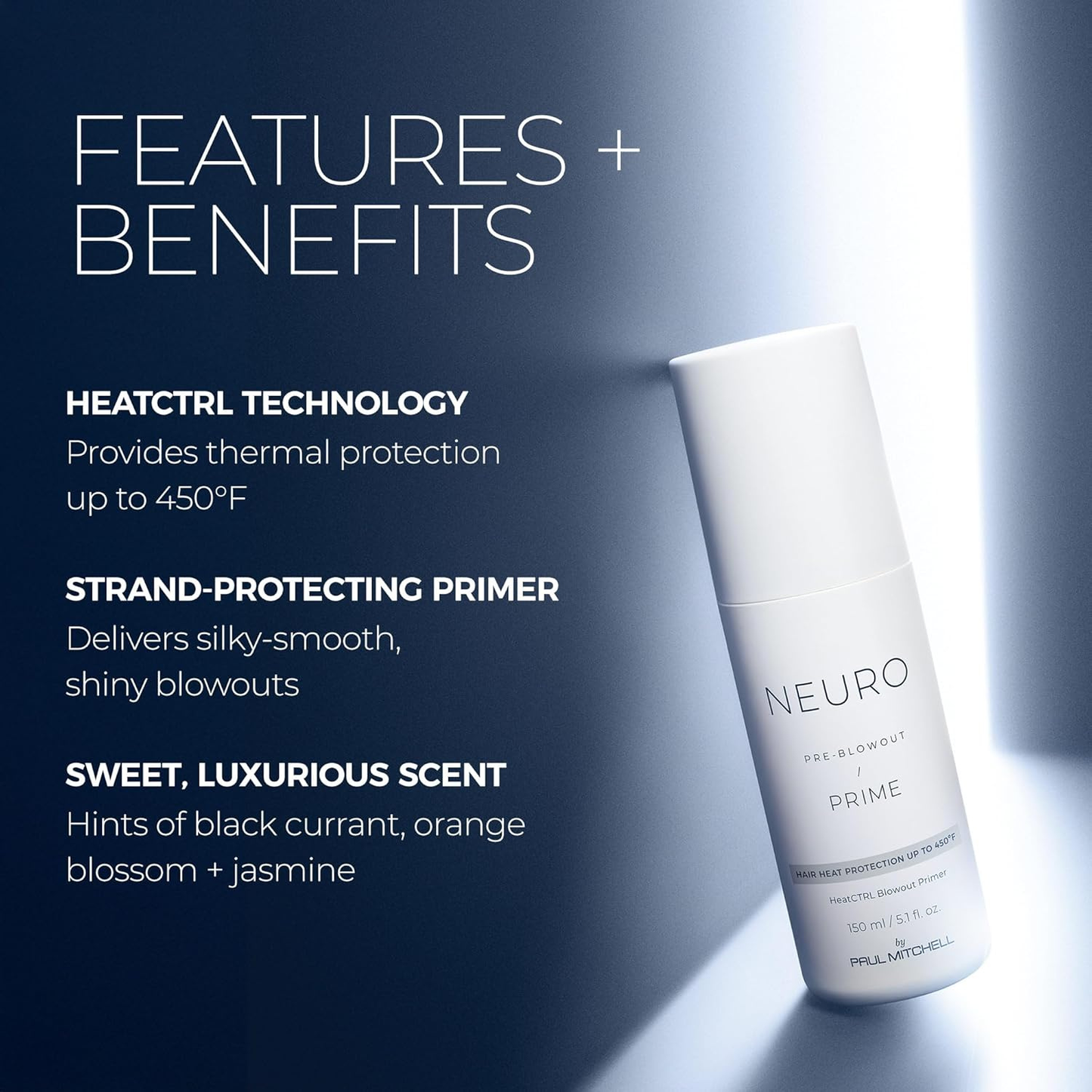 Neuro by Paul Mitchell Prime HeatCTRL Blowout Primer, For Blow-Drying All Hair Types, 5.1 oz
