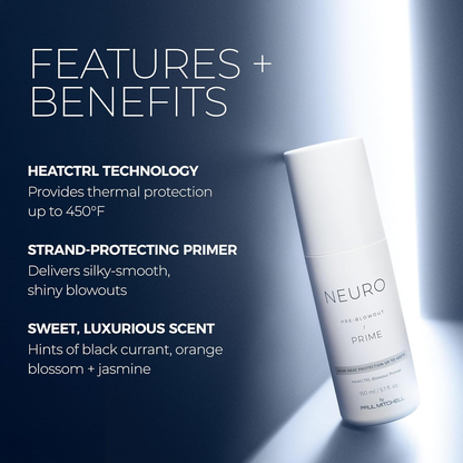 Neuro by Paul Mitchell Prime HeatCTRL Blowout Primer, For Blow-Drying All Hair Types, 5.1 oz