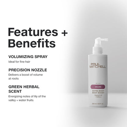 Paul Mitchell Extra-Body Root Boost Volumizing Spray, Targeted Lift, Adds Fullness, For Fine Hair