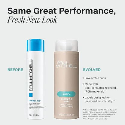 Paul Mitchell Shampoo Two, Clarifying Shampoo, Deep Cleanses + Removes Buildup, For All Hair Types, Especially Oily Hair