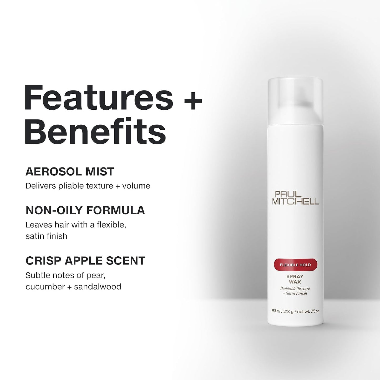 Paul Mitchell Spray Wax, Pliable Texture, Satin Finish, For All Hair Types, Especially Fine to Medium, 7.5 oz